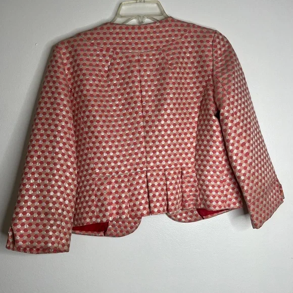 Marc by Marc Jacobs Womens Coral Hexagon Cotton Silk Pink/ Peach Blazer Sz 6 - Picture 3 of 11